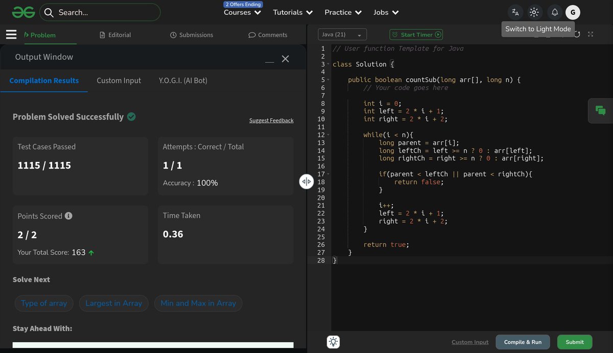 autodidact_nerd's tweet photo. Day 85: DSA Journey 🎯

- Heaps Theory
- Implement Min Heap
- Check if an array represents a heap
- Convert Min Heap to Max Heap

#SelfTaughtDev #LearnInPublic #100DaysOfCode #DSA https://t.co/h4PBq77bJl