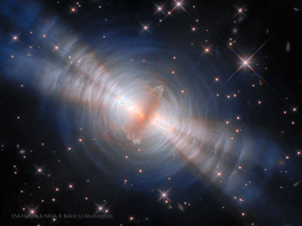 The Egg Nebula from the Hubble Telescope 

Image Credit &amp; Copyright: ESA/Hubble &amp; NASA, B. Balick (U. Washington)

apod.nasa.gov/apod/ap260225.…

#peusspace #NASA