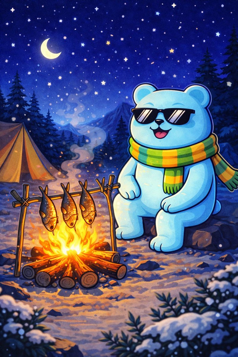 Panda_Token_'s tweet photo. Tonight’s menu? My favorite again — grilled fish by the fire. 🔥🐟

Crackling flames, smoky flavor, and a sky full of stars. 🌌✨
Simple nights hit the hardest. 😎 https://t.co/Of00yCHK9c