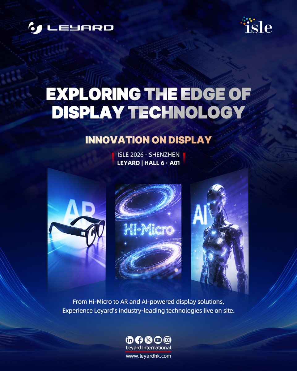 Leyard_int's tweet image. At ISLE, next-generation technologies are coming together to unlock new levels of clarity, intelligence, and immersion. From advanced display performance to smart visual experiences, innovation is about to take center stage.
Get ready to explore what’s next.