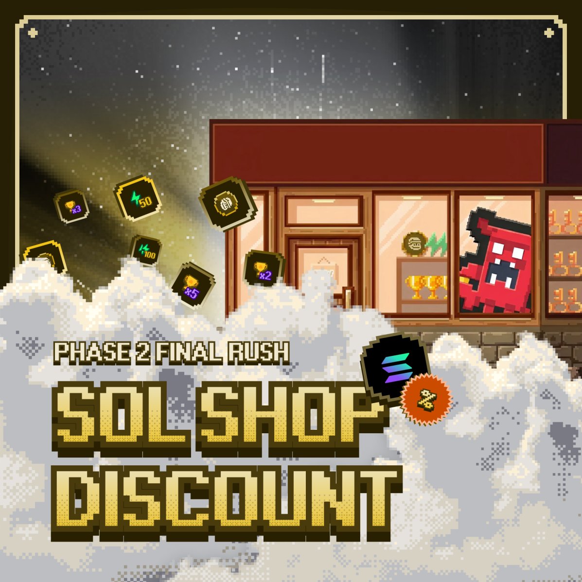 mattlefun's tweet photo. SOL Shop Discount 

We’re excited to launch a special SOL Shop discount before Phase 2 concludes - your best and final chance to secure your allocation.

🔥 -20% on all items in the SOL Shop