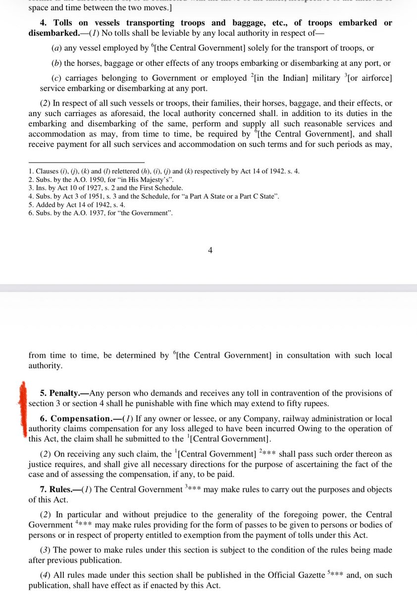 <a href="/akmpnm2004/">AeKayMike</a> <a href="/PunamIndian/">Punam Indian</a> <a href="/manmohan16/">Manmohan</a> <a href="/kayjay34350/">Lt Gen Kamal Jit Singh (Veteran)</a> <a href="/WoodCheat/">Cheat Wood</a> <a href="/ChatyTheCheetah/">Dr. Ankur Chaturvedi🇮🇳</a> <a href="/vigoDoon/">Vikas Gosain</a> <a href="/Warrior_Mukul/">Colonel Mukul</a> <a href="/DefenceMinIndia/">रक्षा मंत्री कार्यालय/ RMO India</a> <a href="/PIB_India/">PIB India</a> <a href="/adgpi/">ADG PI - INDIAN ARMY</a> <a href="/IAF_MCC/">Indian Air Force</a> <a href="/indiannavy/">SpokespersonNavy</a> <a href="/SpokespersonMoD/">Ministry of Defence, Government of India</a> <a href="/HQ_IDS_India/">HQ IDS</a> <a href="/BrigMahalingam/">Brig V Mahalingam</a> <a href="/kakar_harsha/">Maj Gen Harsha Kakar</a> <a href="/SinghNavdeep/">Navdeep Singh</a> <a href="/vikramwkarve/">Vikram Waman Karve</a> <a href="/Jaykaul/">Brig. Jay Kaul , Veteran</a> <a href="/PashaSehgal/">Lt Gen DP Sehgal</a> <a href="/jessisajan/">Sajan</a> <a href="/bsrangi/">bahadur rangi</a> <a href="/cmseth1/">Maj. Gen. CM Seth</a> <a href="/just_1_singh/">Jaswant Singh</a> <a href="/MajorPoonia/">Major Surendra Poonia</a> <a href="/Neeraj7888/">Lt Col Neeraj Sharma, Veteran</a> <a href="/SmritiRDas1/">Smriti R Das</a> <a href="/tksapru/">Lt Gen Tej Sapru (R)</a> <a href="/GenKumar/">vinod kumar, Maj Gen</a> <a href="/ArunBajpai/">Brig Arun Bajpai</a> <a href="/SushilBhasin/">Brig Sushil Bhasin</a> <a href="/BJP4India/">BJP</a> <a href="/PMOIndia/">PMO India</a> <a href="/narendramodi/">Narendra Modi</a> <a href="/ColTekpal/">The Army Guy</a> <a href="/ColCharanjit/">Charanjit Khera</a> <a href="/ajitbhinder/">Col Ajit Singh Bhinder🇮🇳</a> <a href="/Col_Bharat/">Col Bharat Sharma,EME</a> <a href="/MajDPSingh/">Major D P Singh</a> <a href="/rwac48/">Lt Gen H S Panag(R)</a> <a href="/ashokkmrsingh/">Ashok</a> <a href="/Rajeev_mp/">Rajeev</a> <a href="/nylalsingh/">Rao Lalsingh 🇮🇳</a> <a href="/Gen_VKSingh/">Gen VK Singh</a> <a href="/Ra_THORe/">Col Rajyavardhan Rathore</a> <a href="/rakesharma15/">Lt Gen Rakesh Sharma</a> <a href="/NHAI_Official/">NHAI</a> Sec 5 of Tolls Act provides for penalties on ppl demanding tolls from Faujis in violation of this law..Fine works out to be around Rs 1.5 Lakhs in today’s terms.. since <a href="/MORTHIndia/">MORTHINDIA</a> is acting deaf &amp; blind, Faujis need to approach Courts for recovery of Fines from <a href="/NHAI_Official/">NHAI</a> ..