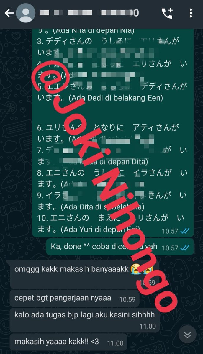 joki_nihongo's tweet photo. Ohayou .... ^^
Yuk yg butuh joki tugas boleh bgt DM yah^^Joki Nihongo dah open nih. Tugas tulis, resume, makalah, parafrase, artikel juga bisa lho. Dijamin amanah dan rahasia aman. Testi? cek pin
WA : https://t.co/KzZOqtjmEm
#jokitugas #jokitulis #tugasjepang https://t.co/UkDKf2V3Zs