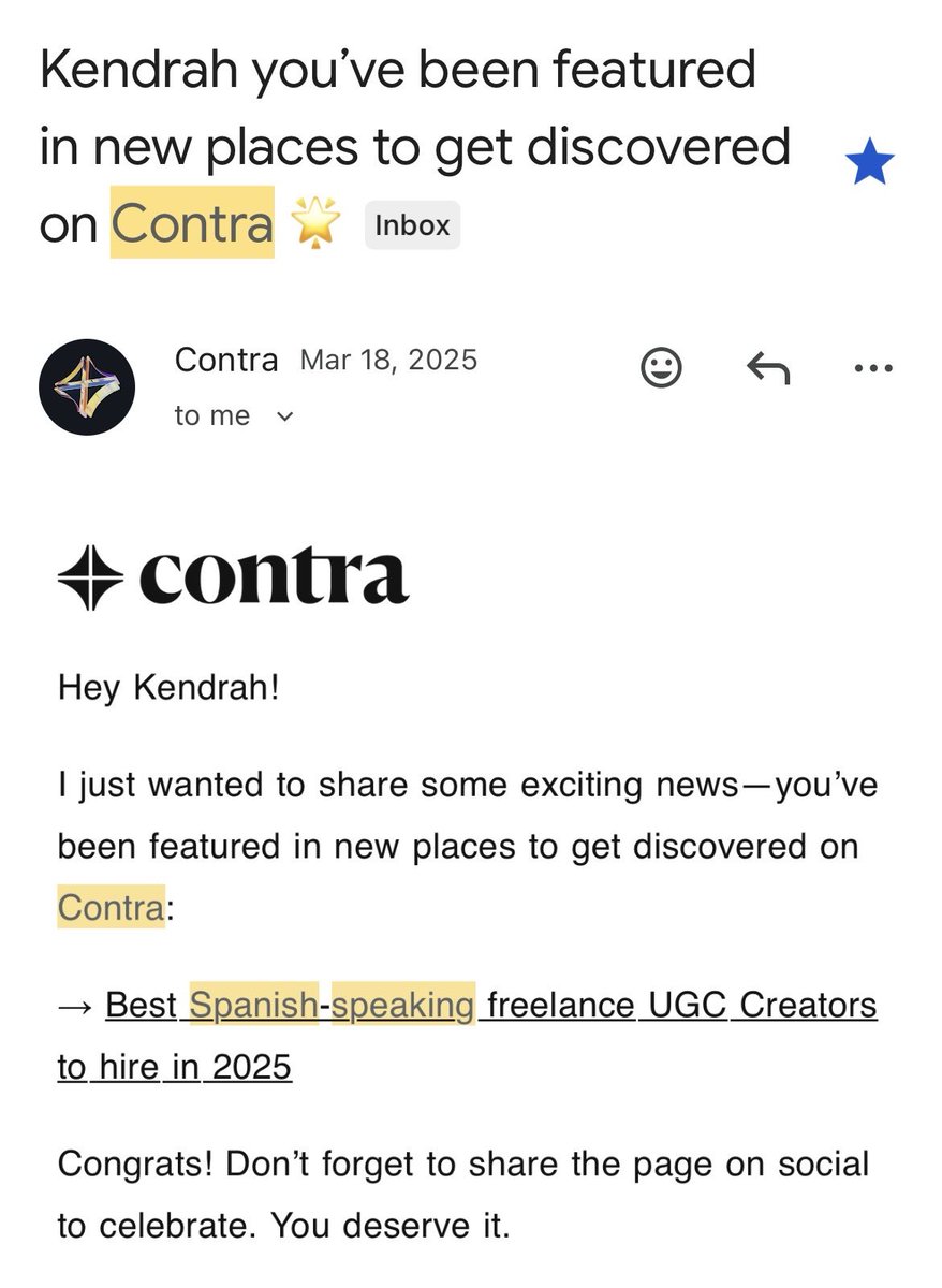 Kendrah I was featured on Contra’s ‘Best Spanish-Speaking Freelance UGC ...