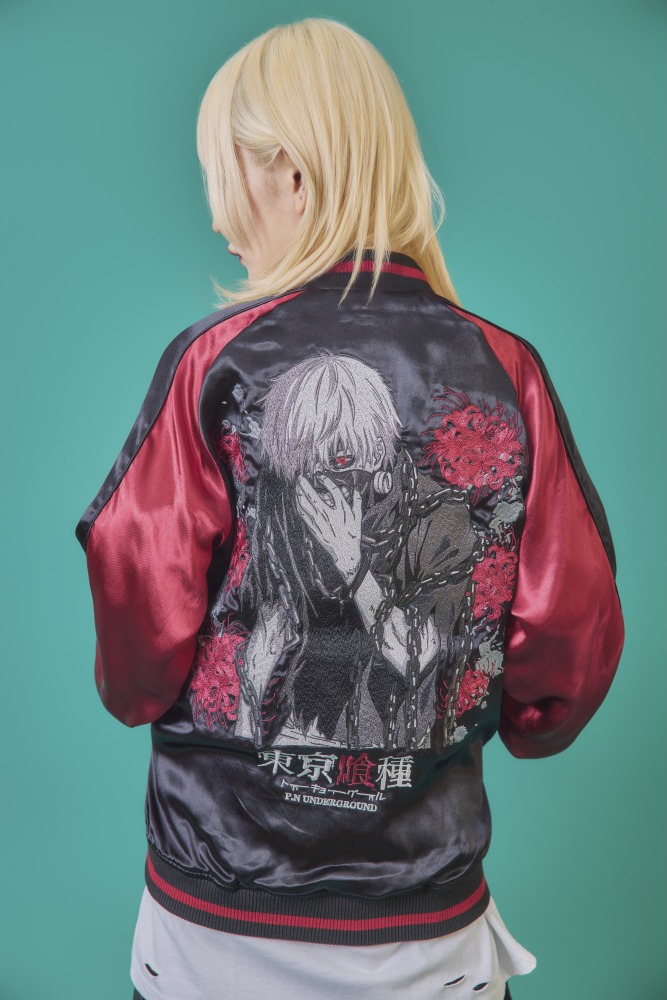 P.N UNDERGROUND × 東京喰種 金木研 スカジャン BLACK × WINE 写真では