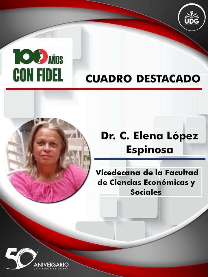 ✨Reconocida como Cuadro Destacado de la Universidad de Granma, nuestra Vicedecana Elena López Espinosa.✨
✨Felicidades.✨

#UniversidadDGranma
#100AñosConFidel