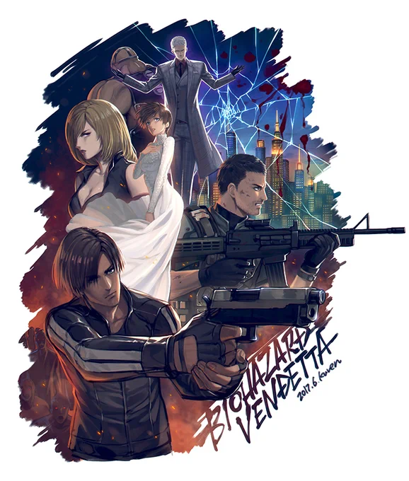 #バイオレクイエム いよいよ明日だね～～ 当日は友人と通話しながら遊ぶ予定 今まであまりFA描いてないけどイケオジレオンは描きたい欲あります