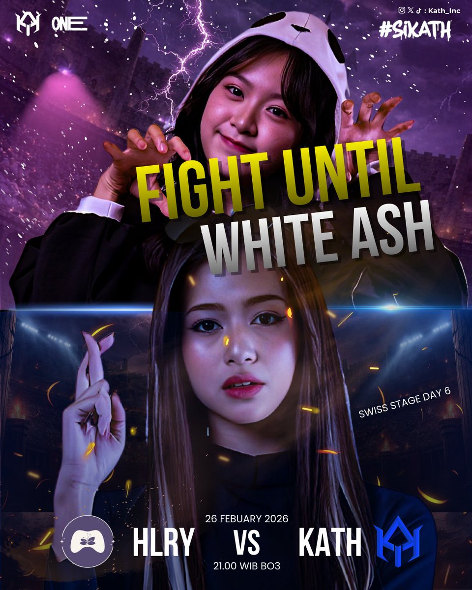 FIGHT UNTIL WHITE ASH🔥🔥

We burn everything today. no second chances, only victory or defeat.🤙🏻😈

This is where sweat meets ambition, where legacies are forged in the embers.

One last match in the Swiss Stage who rises, and who turns to white ash🔥🔥
#siKATH
 #ONE