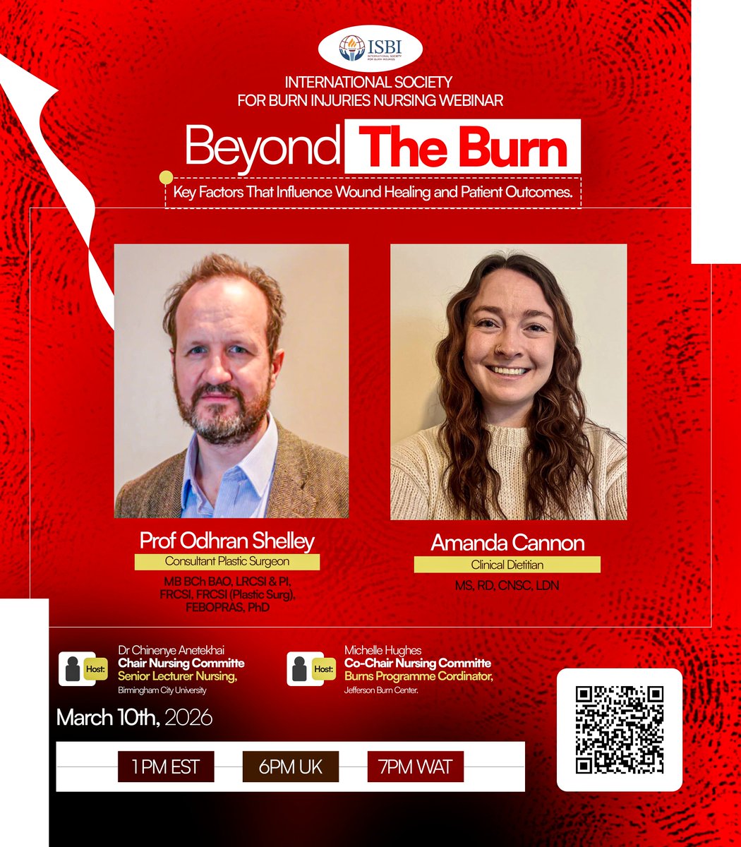 ISBIWORLDBURN's tweet photo. Join the ISBI Nursing Committee for their "Beyond The Burn" Webinar.
March 10, 2026
https://t.co/wZABTbXucr https://t.co/yL3bpRg4Ln