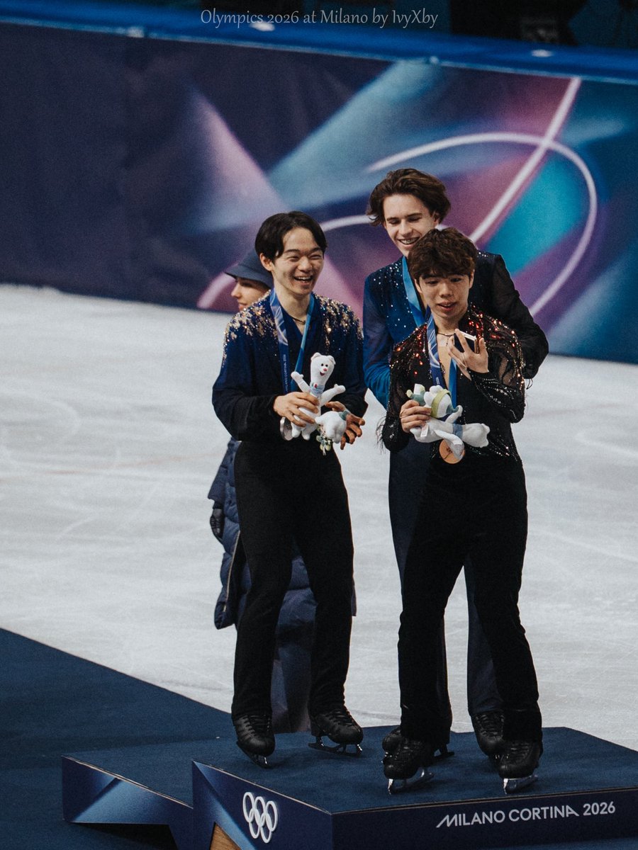 A podium which couldn’t be happier

#MikhailShaidorov 
#鍵山優真 
#佐藤駿 
#YumaKagiyama 
#ShunSato 
#MilanoCortinaOlympics2026