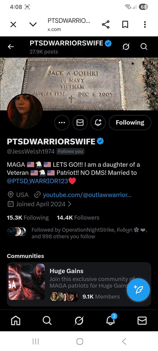 Can we find these two awesome patriots some awesome new friends to engage with 
<a href="/IvnjoReese/">Ivanka Reese💔</a> 
<a href="/JessWelsh1974/">PTSDWARRIORSWIFE</a> 
F&amp;R
💪🫶💯🇺🇸