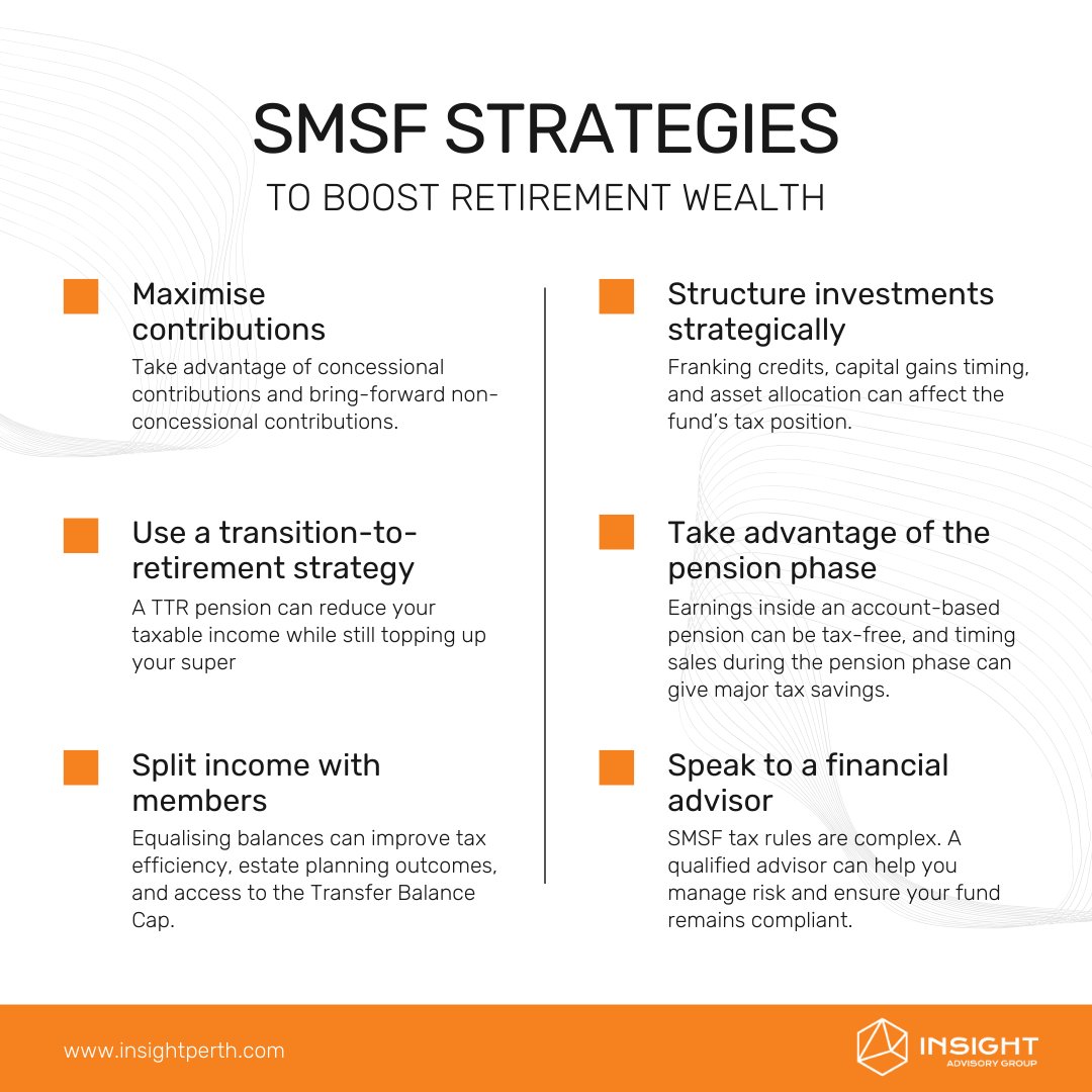 AccountantPerth's tweet image. A well-managed SMSF can do more than grow your savings, it can help reduce tax, improve retirement income, and give you greater control over your financial future.

#SMSFStrategy #RetirementPlanning #Superannuation