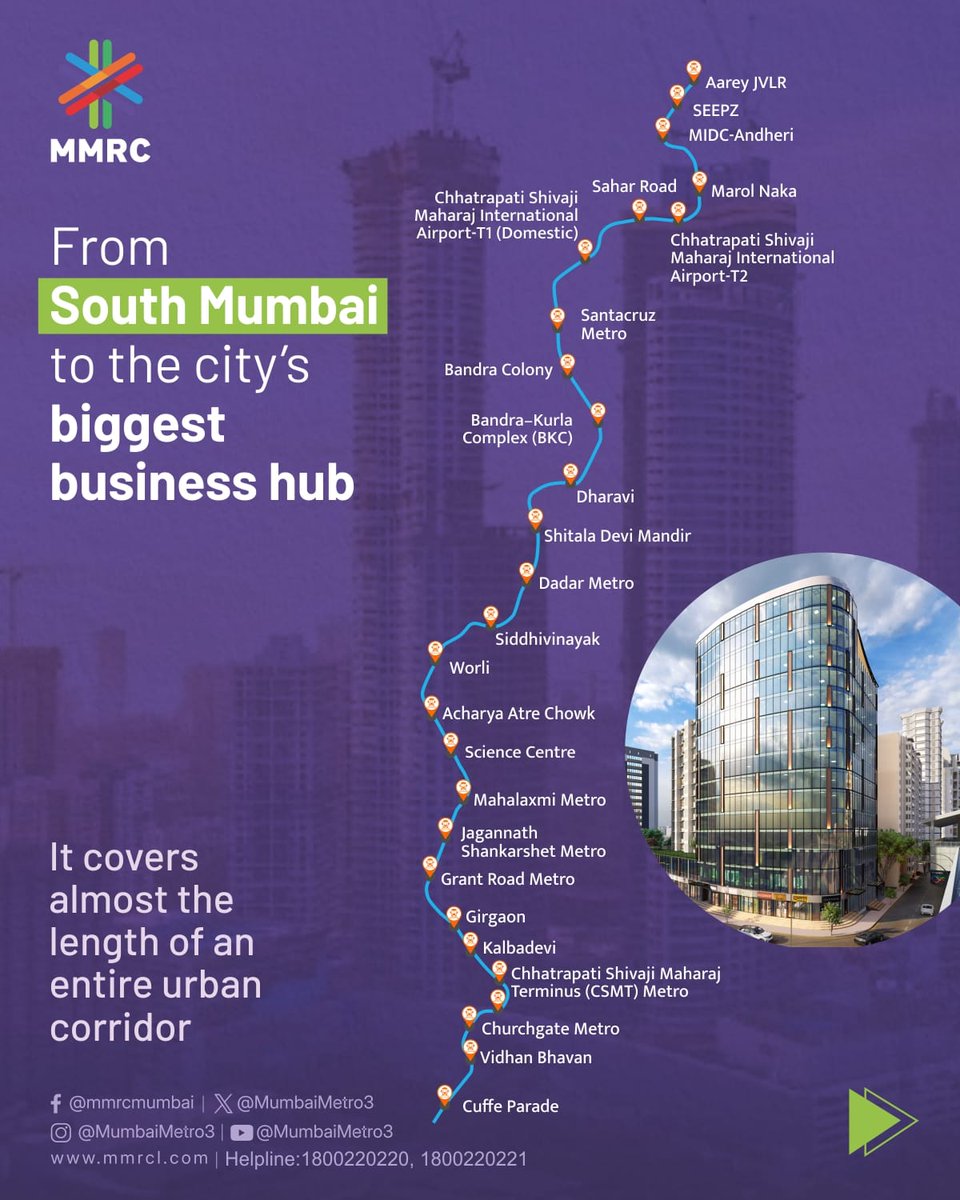 MumbaiMetro3's tweet photo. Skip the traffic. Choose Aqua Line. 🚇
Reach your destination on time, every time.

ट्रॅफिक टाळा, अ‍ॅक्वा लाईनने प्रवास करा. 
वेळेत आपल्या इच्छित स्थळी पोहोचा.

#AquaLine #MumbaiMetro #OnTimeTravel https://t.co/h79MAv773P
