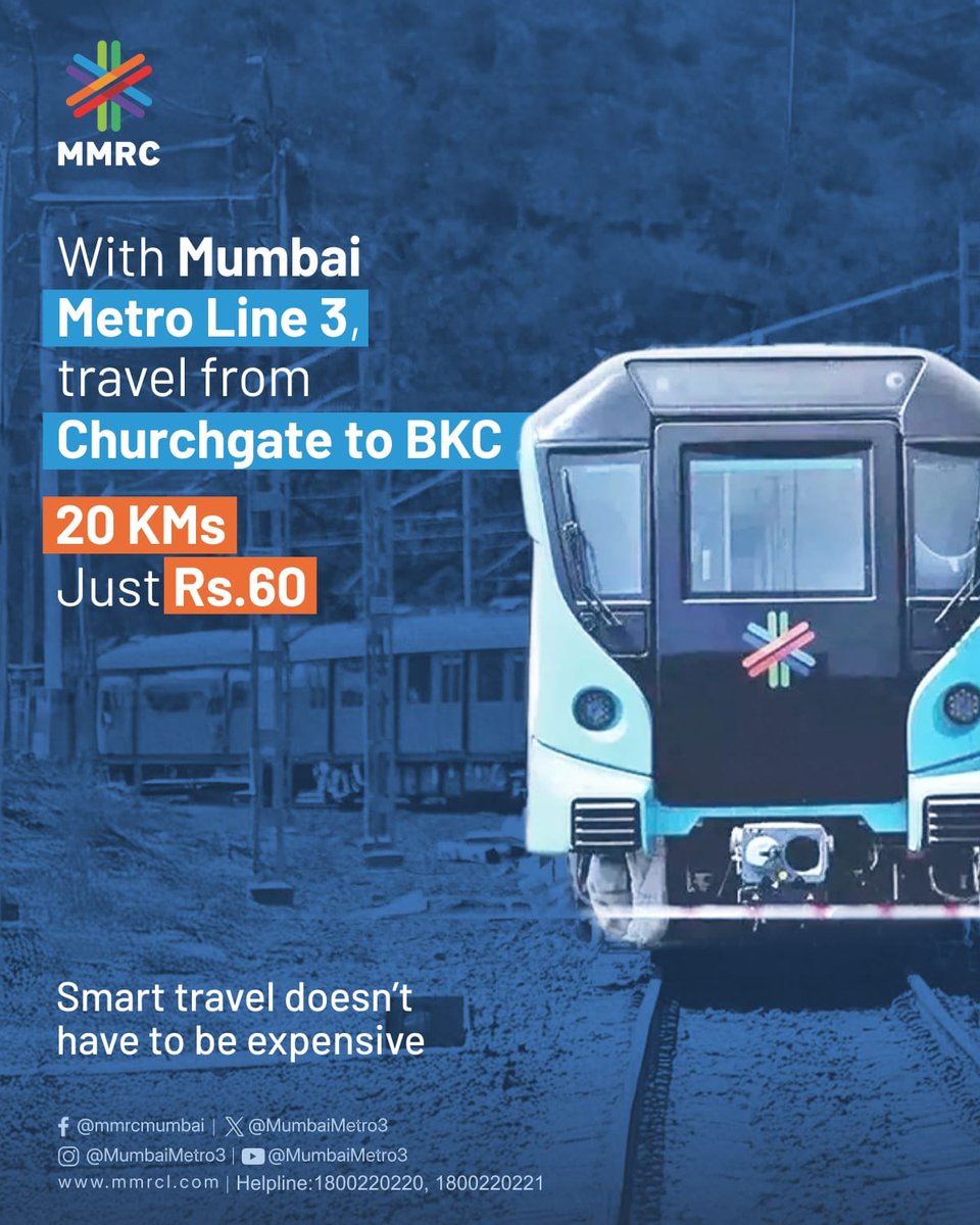 MumbaiMetro3's tweet photo. Skip the traffic. Choose Aqua Line. 🚇
Reach your destination on time, every time.

ट्रॅफिक टाळा, अ‍ॅक्वा लाईनने प्रवास करा. 
वेळेत आपल्या इच्छित स्थळी पोहोचा.

#AquaLine #MumbaiMetro #OnTimeTravel https://t.co/h79MAv773P