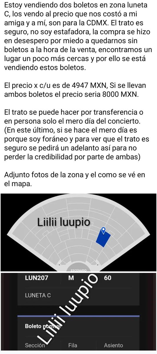 Alex_kyum's tweet photo. @ninshi_ent Yo ando vendiendo dos boletos, por si a alguien le interesa. 😭 https://t.co/Z4tVThg5ck