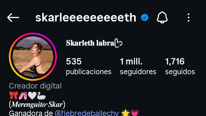 Hoy coronó como Reina de #viña2026 y llegó al 1M en IG. Doble victoria🥳<a href="/Skar_merenguito/">Skarleeeeeeeeeth</a> 👑✨
#SkarReinadeViña