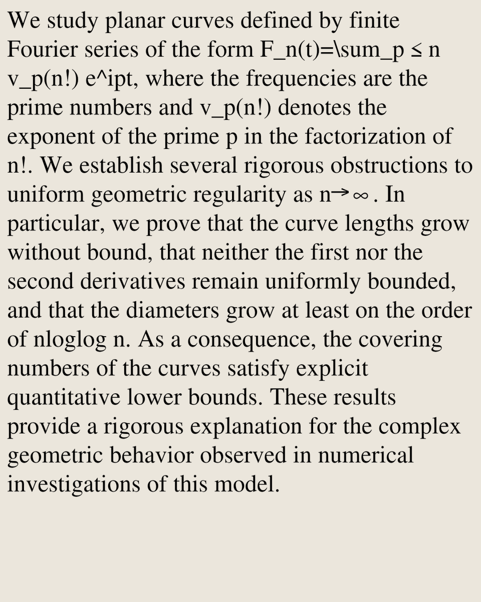 Rigorous Geometric Obstructions for Fourier Curves Generated by Prime Numbers

Dimitris Vartziotis
arxiv.org/abs/2602.21270 [𝚖𝚊𝚝𝚑.𝙶𝙼]