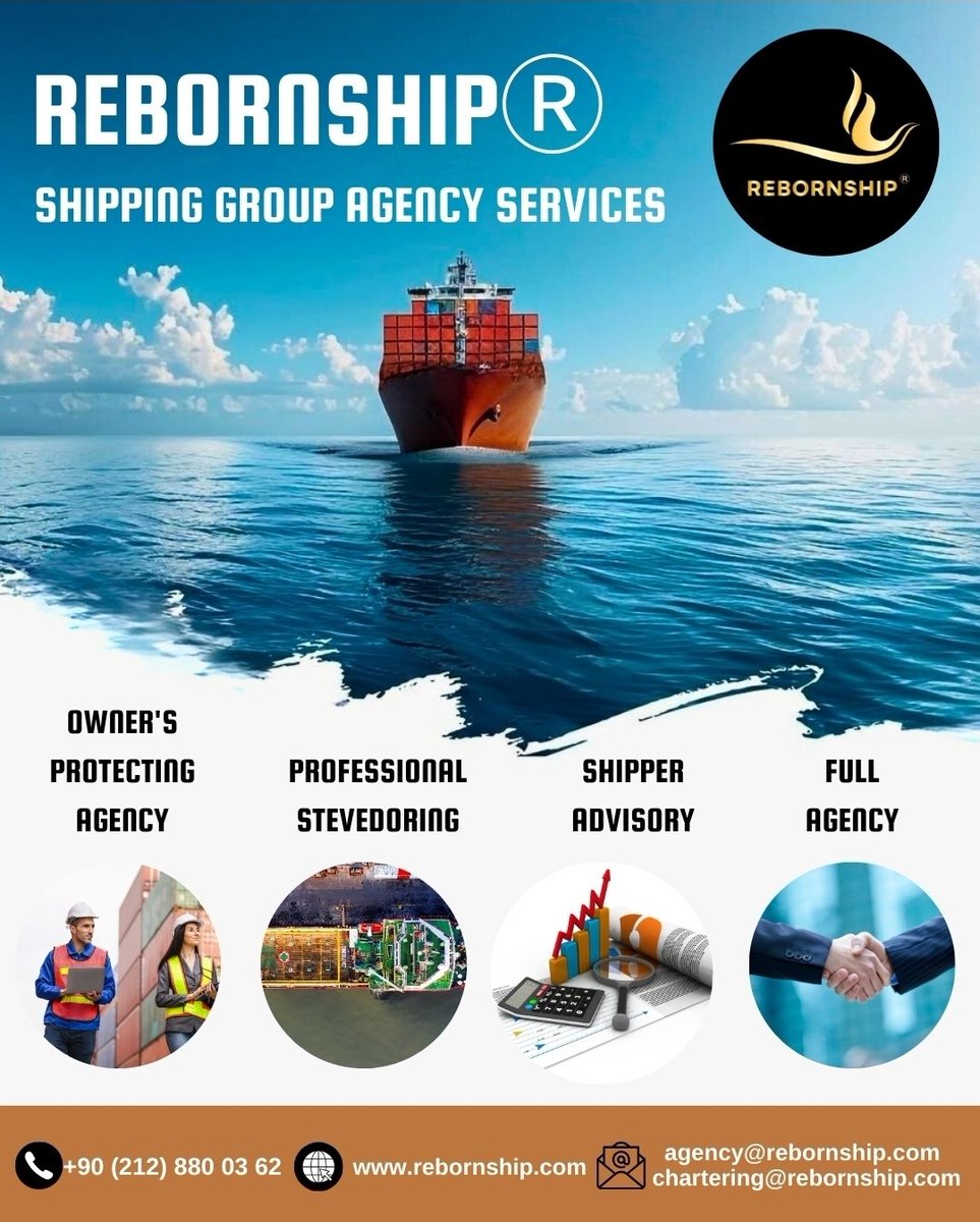Rebornship® Shipping Group Agency Services - TURKEY 🇹🇷 agency@rebornship.com chartering@rebornship.com
#shipping #maritime #turkey
#shipagency #agency