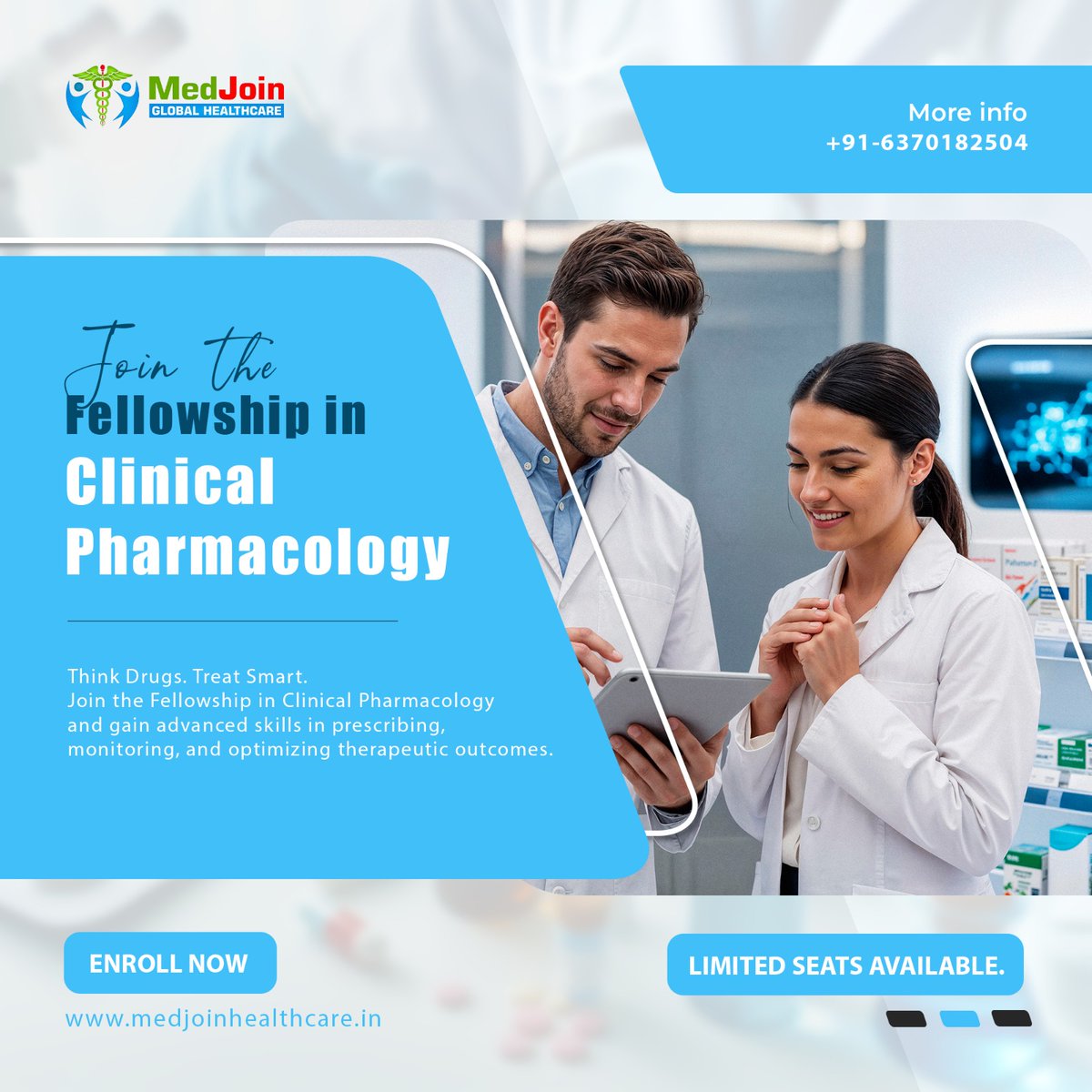 medjoinglobal's tweet photo. Our Fellowship in Clinical Pharmacology equips healthcare professionals with advanced knowledge in drug development.

#MedJoin #MedJoinGlobal #FellowshipProgram #FellowshipinClinicalPharmacology #ClinicalPharmacology #Pharmacology 

🌐 Website: https://t.co/WeaOVNt9aa https://t.co/jkW8NhwZXM