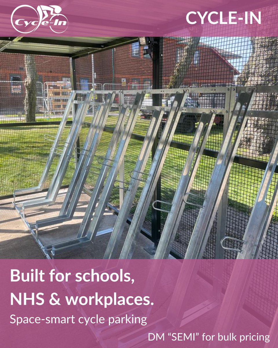 CycleInuk's tweet photo. Running out of cycle parking capacity?
When floor space is limited, go semi-vertical.
Smarter wall use. Higher capacity. Professional finish.
Semi-Vertical Cycle Rack →
https://t.co/xsz5K4sAet
#CycleInfrastructure #SustainableTransport #ArchitectsUK https://t.co/zT5vgE4NNi