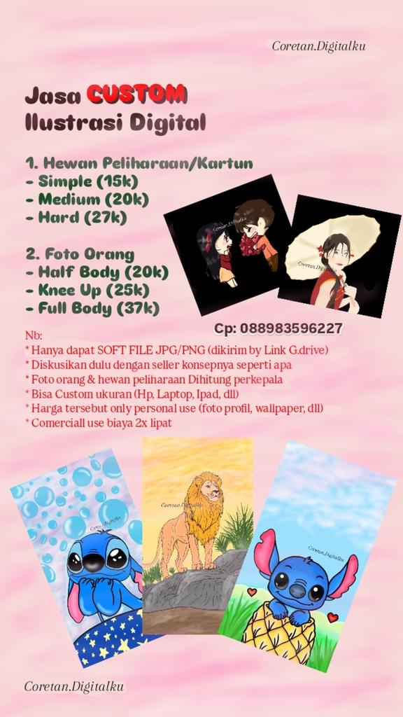 itssme_mpa's tweet photo. @theultramilkkk Permisi izin share 

*ILUSTRASI DIGITAL, DIBUAT KHUSUS KAMU✨*
Style bisa request, tingkat kemiripan tdk 100% karena hasil full digital, free revisi 2x, Cocok untuk profil, wallpaper, hadiah, brand, dan kontenmu 😉 Minat? chat &amp; diskusikan konsepmu di nomer yg tertera yuk.. https://t.co/GWZzH1v6sC