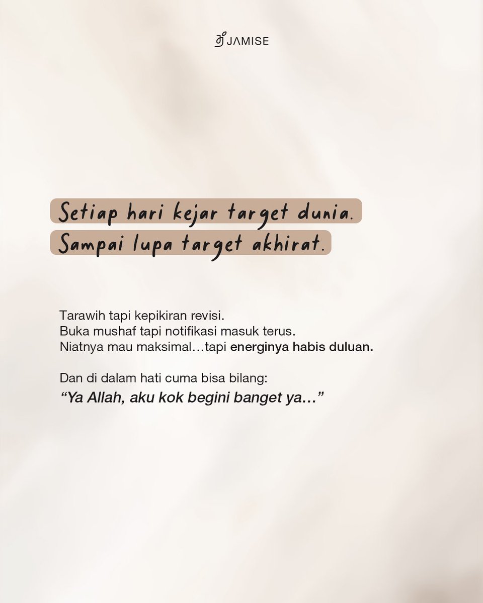 jamise_syari's tweet photo. Kalau kamu lg ada di fase ini, maybe this is your pause button!

Kita belajar gmn mengatur Ramadhan di tengah deadline tanpa hrs ngerasa tertinggal, di Kajian Salaman Vol.25 Target Dunia vs Target Akhirat "Mengoptimalkan Ramadhan di Tengah Deadline", Jumat besok lewat zoom ya! https://t.co/BpwAzZODEm