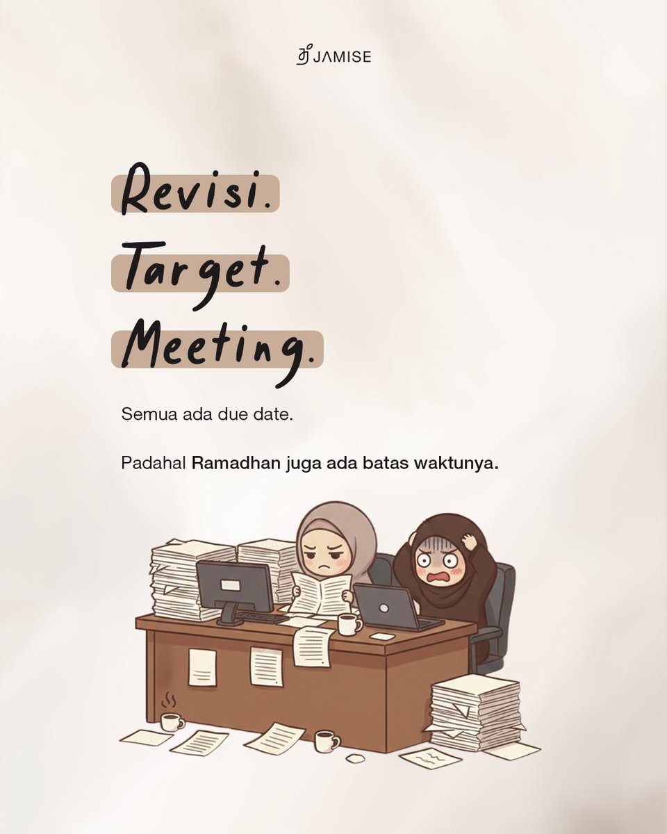 jamise_syari's tweet photo. Kalau kamu lg ada di fase ini, maybe this is your pause button!

Kita belajar gmn mengatur Ramadhan di tengah deadline tanpa hrs ngerasa tertinggal, di Kajian Salaman Vol.25 Target Dunia vs Target Akhirat "Mengoptimalkan Ramadhan di Tengah Deadline", Jumat besok lewat zoom ya! https://t.co/BpwAzZODEm