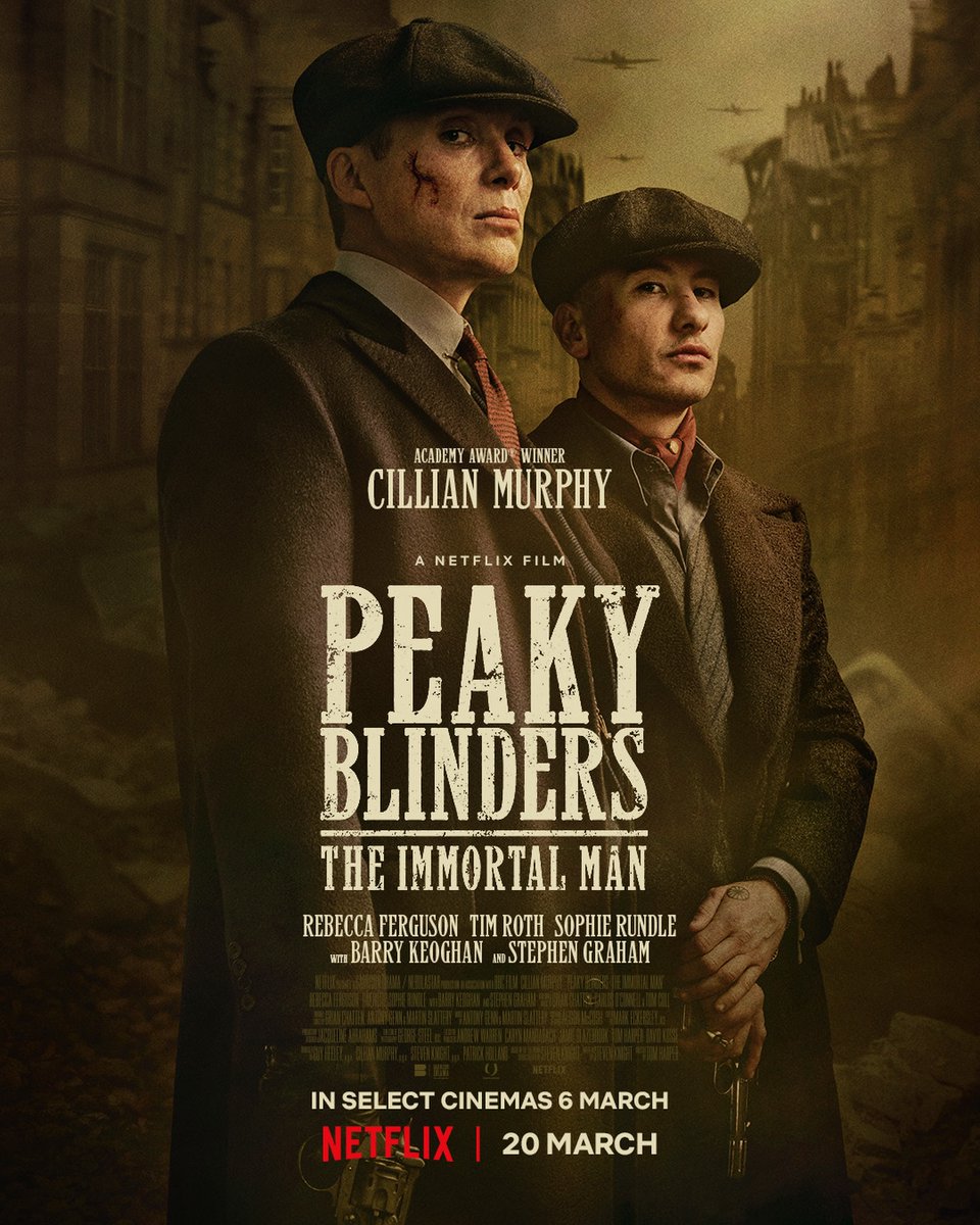 Heavy lies the crown. Cillian Murphy and Barry Keoghan star in PEAKY BLINDERS: THE IMMORTAL MAN. Catch it on the big screen March 6th, get your tickets at drafthouse.com.