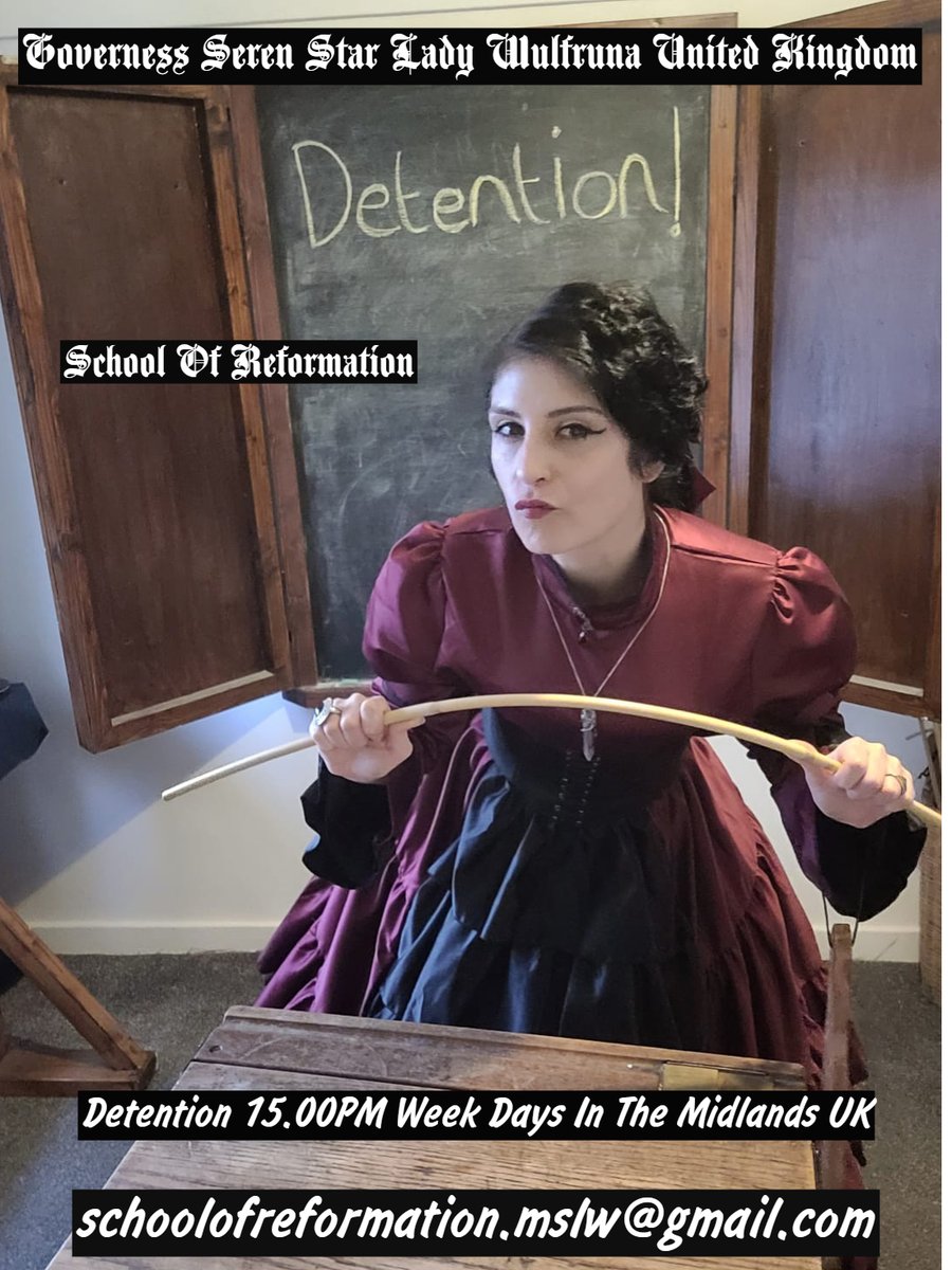 𝕲𝖔𝖛𝖊𝖗𝖓𝖊𝖘𝖘 𝕸𝖎𝖘𝖘 𝕾𝖙𝖆𝖗 𝕷𝖆𝖉𝖞 𝖂𝖚𝖑𝖋𝖗𝖚𝖓𝖆
SOR | School Of Reformation🗝️
Detention 15.00PM Weekdays West Midlands UK.
Email For Spanks 121 Private &amp; Groups.
schoolofreformation.mslw@gmail.com