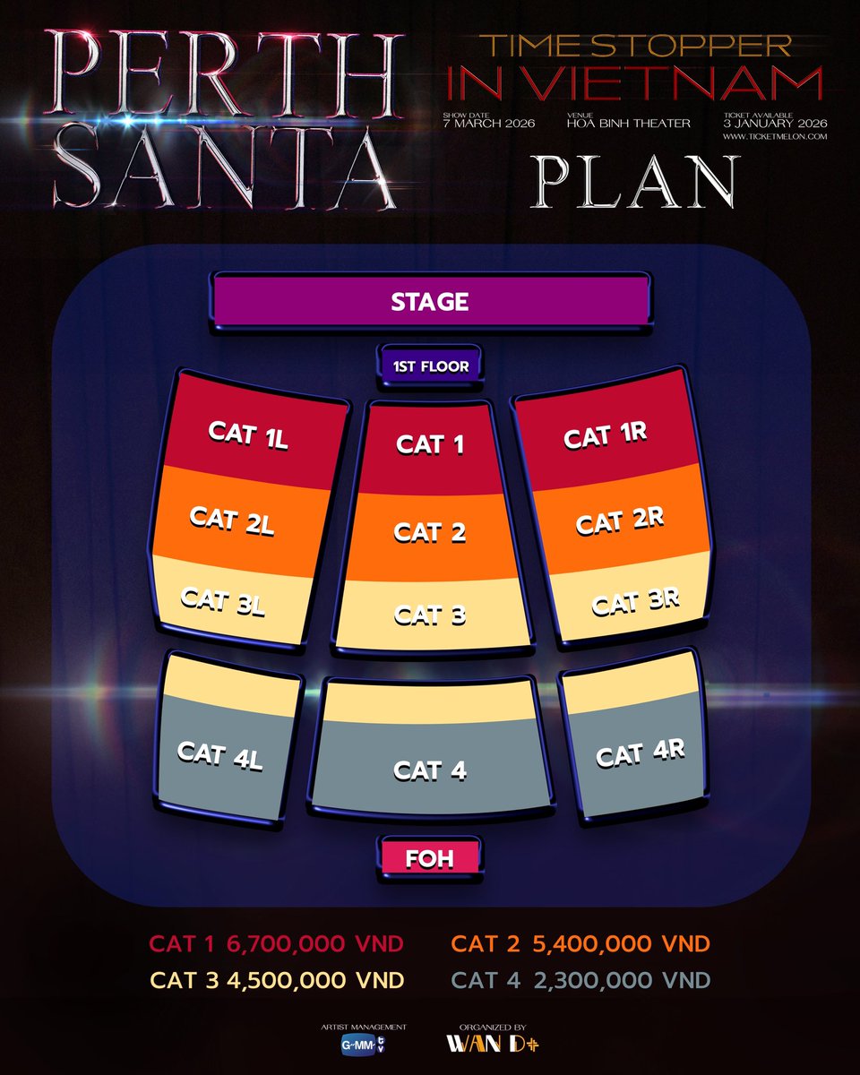 PERTHSANTA TIME STOPPER FANCON IN VIETNAM
🗓️ 07.03.2026

08 Days to Go Book your tickets Now🖤🤍❤️
🔗
ticketmelon.com/vi/wandee/pert…

CAT 3L - 69
CAT 3 - 53
CAT 3R - 76
CAT 4L - 12
CAT 4R - 14
TOTAL- 224 LEFT

Let's get sold out guys✨

#PSTimeStopperinVietnam
#PerthSanta #เพิร์ธแซนต้า