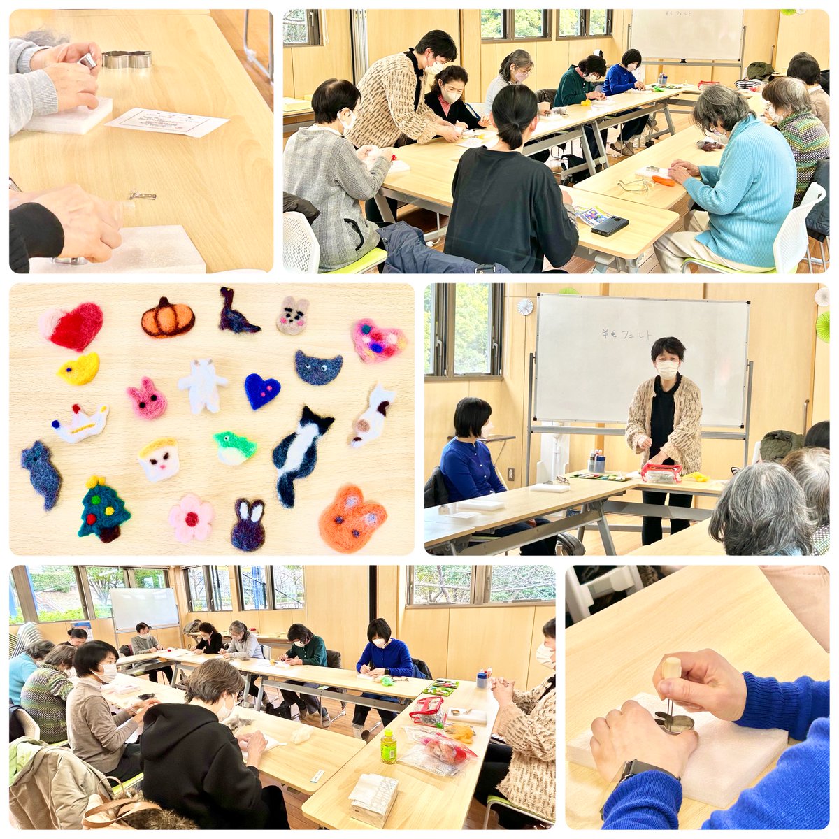 今日は #大人クラフト #羊毛フェルトのブローチ作り を開催 ❣　参加者の皆さんで、楽しく集中して、チクチク毛糸を刺し、可愛いブローチが完成 ❣ 指導して下さった南雲館長、ありがとうございました☺
#荏田コミュニティハウス
#羊毛フェルト
#美しが丘西地区センター