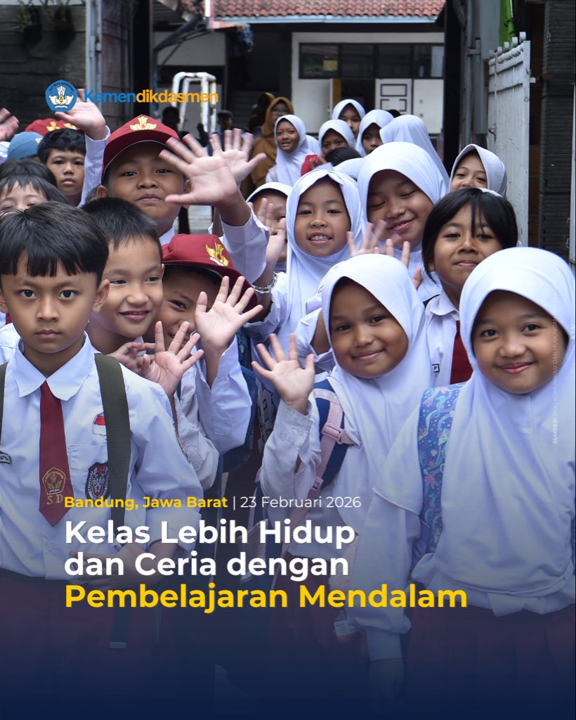 Kemdikdasmen's tweet photo. Kelas Lebih Hidup dan Ceria dengan Pembelajaran Mendalam https://t.co/Oj3dS3s9m6