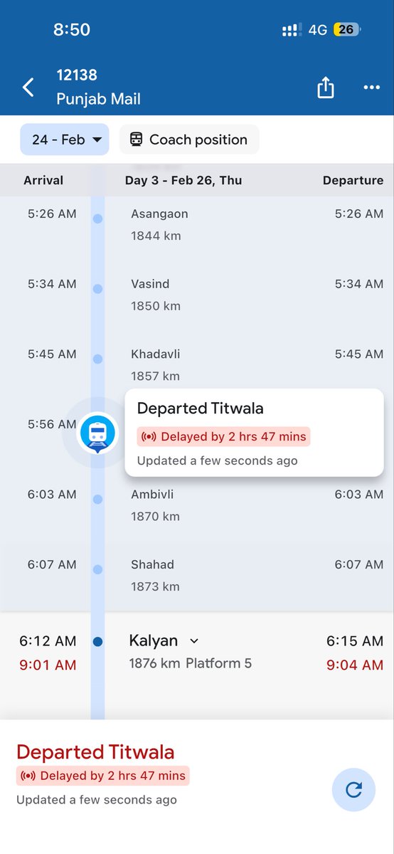 Ashu_since1998's tweet photo. 12138 punjab mail hakted ata titawala for 3 hours . What is this India railway @IRCTCofficial @indianrail @AshwiniVaishnaw https://t.co/lfccTCyB0D