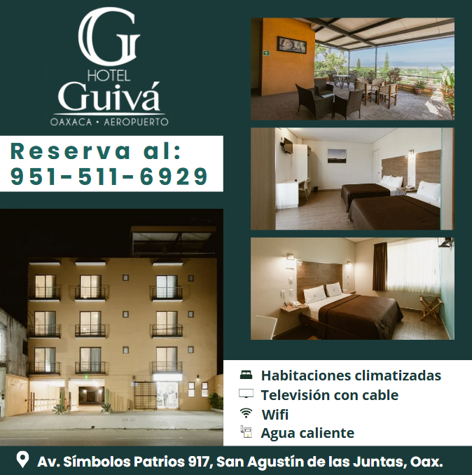 Nos encontramos a 5 minutos del Aeropuerto 📷
#HotelGuivaAeropuerto
Contáctanos: 951 511 69 29
maps.app.goo.gl/ghJxqopdrUeqE7…
* Habitaciones climatizadas 📷
* Agua caliente 📷
* Televisión por cable 📷
* Estacionamiento 📷
* Área de Terraza 📷
#OaxacaLoTieneTodo #OaxacadeJuárez