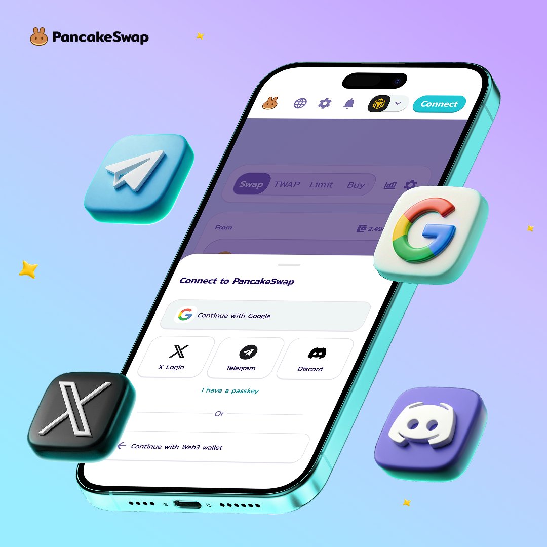 Getting started on DeFi is easier than ever.

Create a wallet and log in with one click using Google, X, Telegram, or Discord.