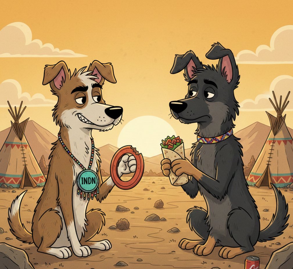 NativeRzdog's tweet photo. Trading with other Rez dog...but Sharing INDN token with my friend...Friends are the best! 
#NativeAmerican #INDN @IndnToken #StillHere #DreamCatchers 
#NativeCrypto #INDN https://t.co/TixQ8efMHU