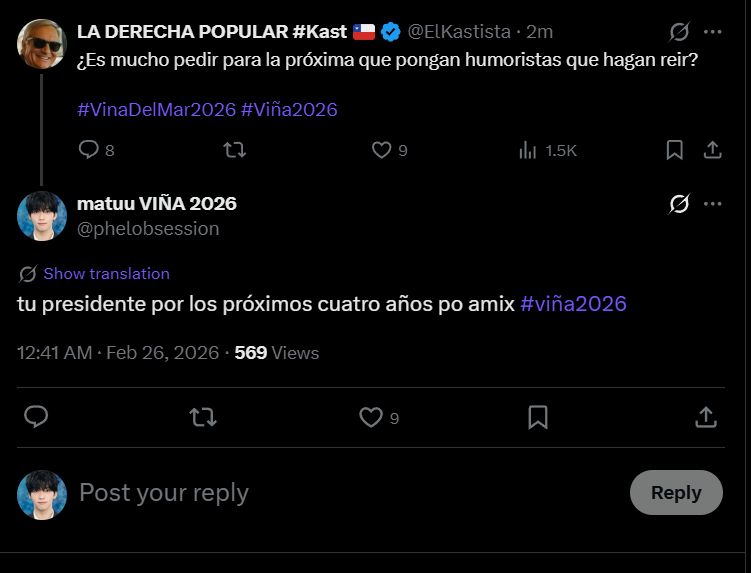 phelobsession's tweet photo. me cambie de hashtag a puro peliar #PartyChilensisFtViña2026 https://t.co/sAY6ALY1Xr
