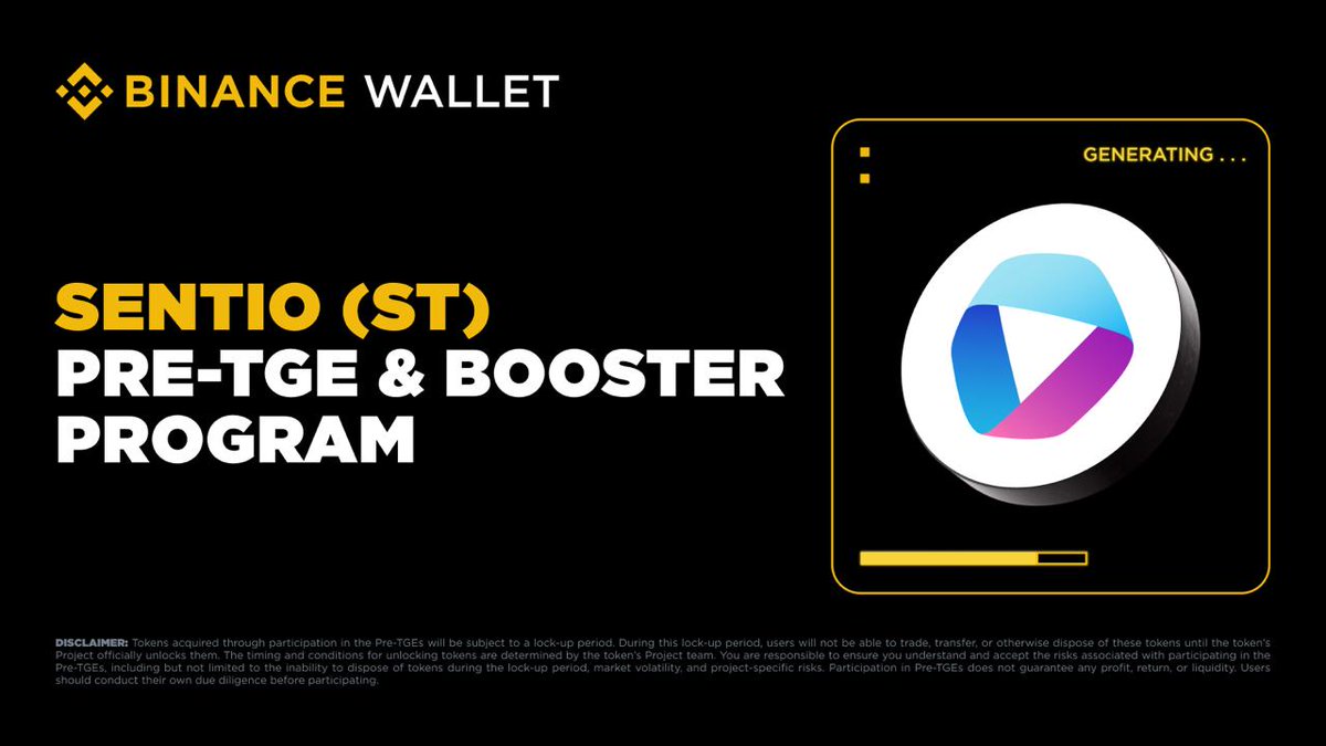 mr_bilal614's tweet photo. Join the Pre-TGE and Booster Program on #Binance Wallet with @sentioxyz Feb 27, 2026
🟢 Eligible participants must hold sufficient Binance Alpha points
🟢 25,000,000 ST allocated to the program
#Alpha #Web3 #wallat #Binance #TGE #bosster https://t.co/4oY1m94gVE