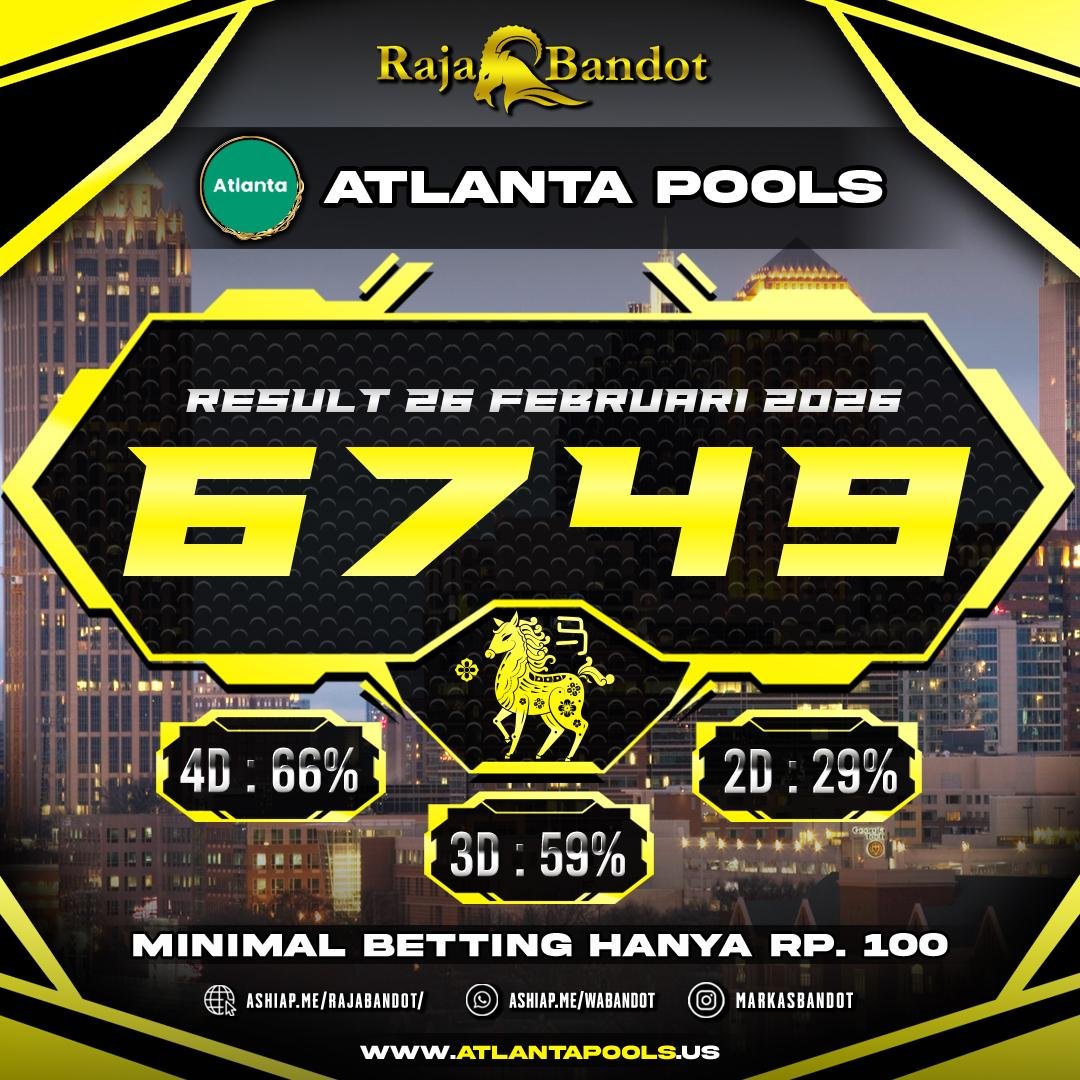 RAJABANDOT999's tweet image. 🔥INFO LENGKAP PENGELUARAN ATLANTA🔥

RESULT  : ⭐️ 6749⭐️
SHIO : KUDA
TANGGAL : 26 FEBUARI 2026

SELAMAT KEPADA PEMENANG SALAM JACKPOT  👍👍 
#ATLANTAPOOLS #RAJABANDOT_OFFICIAL2