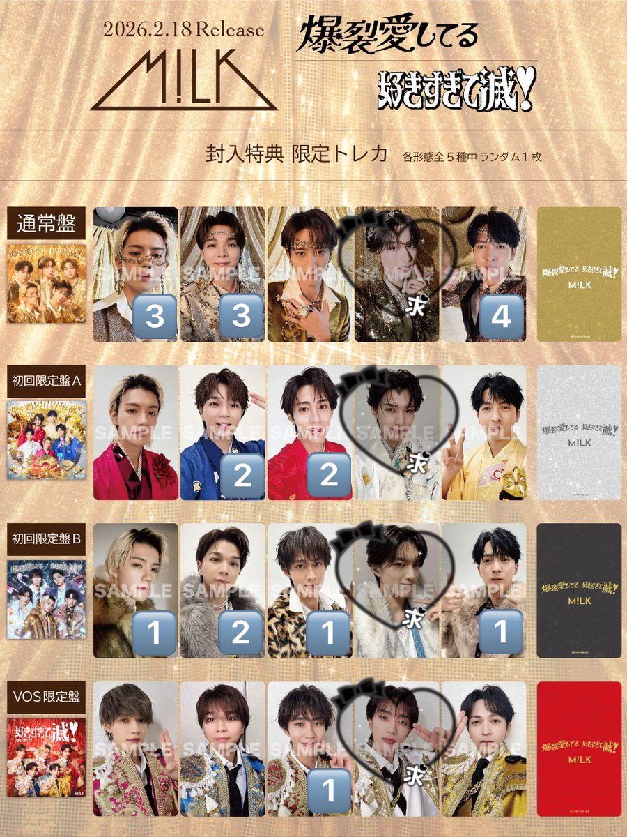 交換】M!LK 好きすぎて滅 爆裂愛してる トレカ 封入特典 バクステ 終演