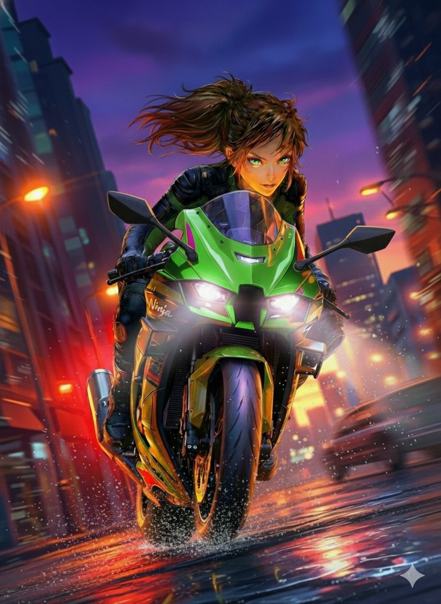 紫に染まる魔法の時間 ZX-10R」 マジックアワーと街の灯りと10Rと。