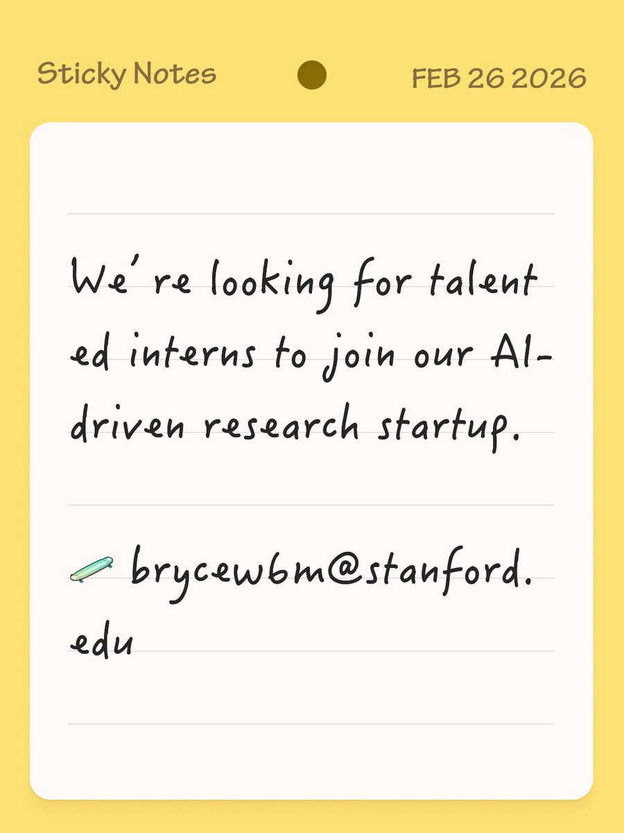 bryceWCoPaperAI's tweet photo. 🚀 https://t.co/T456TQsGMv: We’re building an AI-powered research &amp; analytics startup and hiring interns across product, full-stack, marketing, UX, stats tooling &amp; ops!
📍 Work directly with the team, grow fast, and accelerate the empirical research.
https://t.co/F3o8SYKHq6 https://t.co/V9Gay91XsT