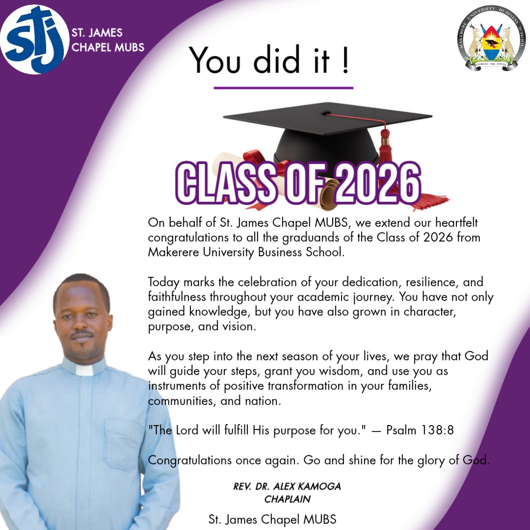 st_jameschapel's tweet photo. Congratulations to all the Mubs graduates from our Chaplain Rev Alex Kamoga

Be blessed https://t.co/TLqAvF1309