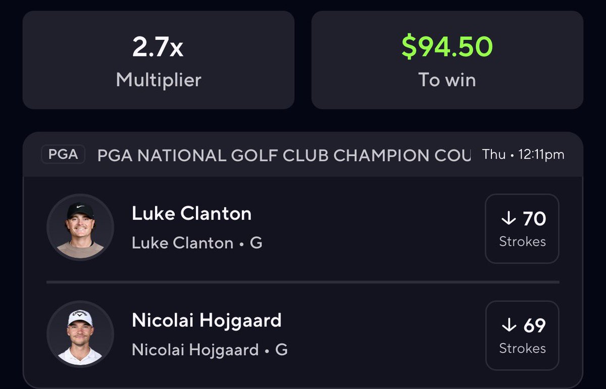 DOJO_SLIPS's tweet photo. COGNIZANT CLASSIC BEST BETS 2/26⛳️

2 weeks free VIP to 1 ❤️ if we hit!

#pga #PrizePicks #parlayplay #parlay #underdogfantasy https://t.co/n6ybAp9c2W