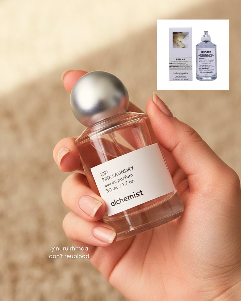 nurulrhmaa's tweet photo. AKHIRNYA NEMUIN 😭💖
Parfum lokal yang bikin orang kira pakai brand high-end.

1. Miss Dior → Saff&amp;Co. LOUI
2. Marc Jacobs Daisy → Lilith &amp; Eve Daisy
3. Coco Chanel → Vanilla Clouds Mykonos
4. Gucci Bloom → Hint Noble
5. Replica → Alchemist Pink Laundry https://t.co/VJPyvCm3vO