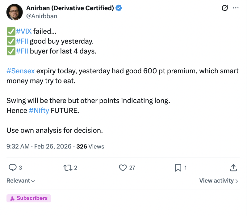 Anirbban's tweet photo. Early morning analysis in for SUB...
First expectation met. SL at cost..
Enjoy learning with #IndexHunter. https://t.co/e4TXfP3KXL