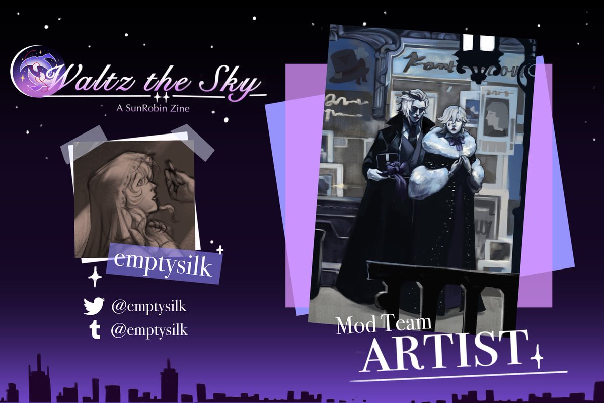 sunrobinzine's tweet photo. 🕊️✨MOD SPOTLIGHT✨

Lastly, our head mod @emptysilk will also be contributing as a page artist! And with that…

‼️ There is just ONE day left until contributor applications for Waltz the Sky | A #SunRobin Zine close! This is your last chance to apply! 🔗⬇️ https://t.co/B4Q2LCoXM7