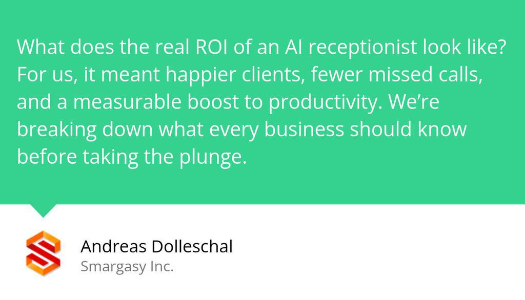 Ghkar's tweet photo. AI in Business Series Part 2: Real ROI – What We Learned Implementing AI Receptionists.

Read the full article: AI in Business Series Part 2: Real ROI – What We Learned Implementing AI Receptionists
▸ https://t.co/QmtpQv2Y5u

#AIReceptionist #AI #BuildingDeeperRelationships https://t.co/hY7W7XyDQf