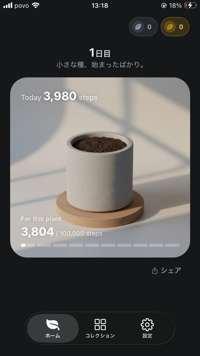 今日で5000歩は行っときたいなんなら第一段階の芽吹きは見ときたいから