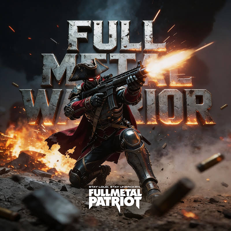 I’ve been quiet. 
I’ve been building.  

FULL METAL WARRIOR drops Friday, April 17th.  

You're going to love it. 

 *Disclaimer: Full Metal Patriot is not responsible for blown amplifiers, woofers, speakers, or audio equipment.  

Stay loud. Stay unbroken.  

- FMP
